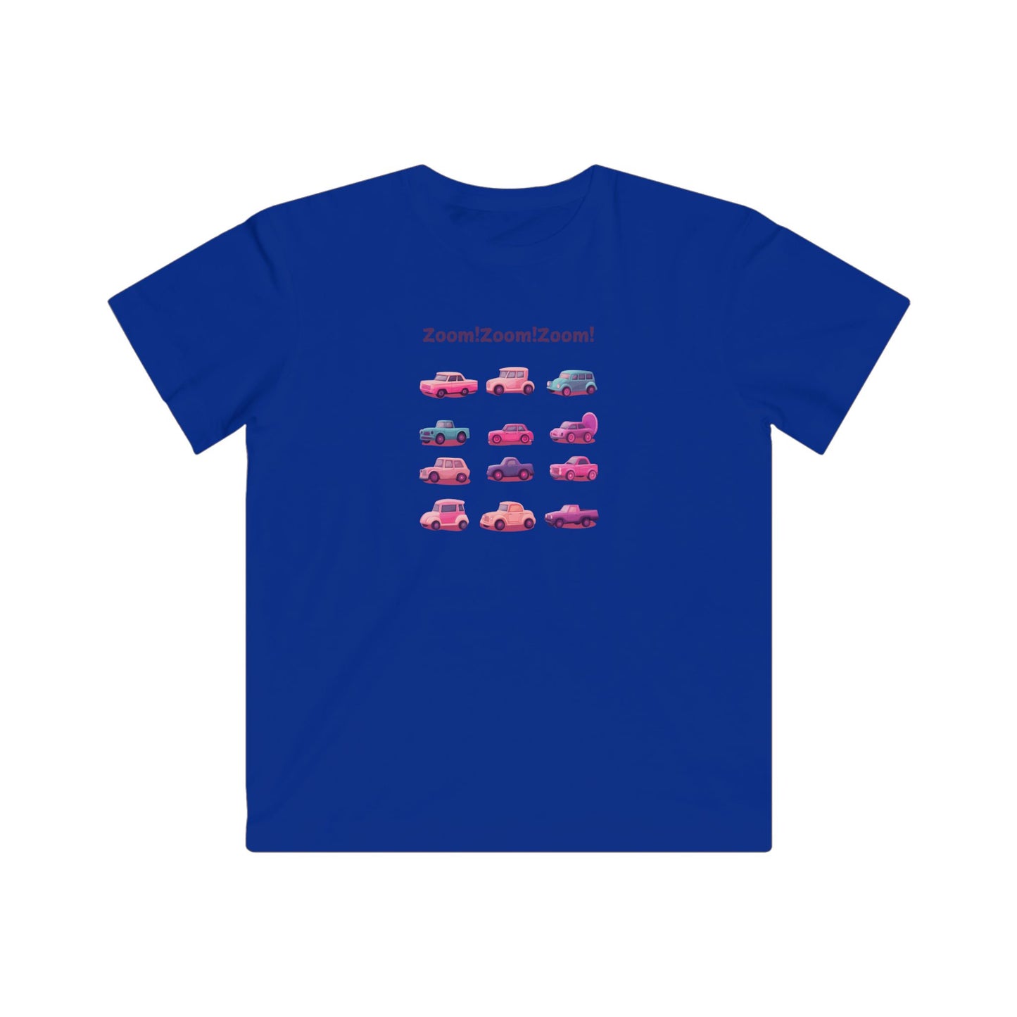 Zoom! Zoom! Kids Car T-Shirt | Kawaii Vehicle Grid Design | Cute Unisex Children's Tee