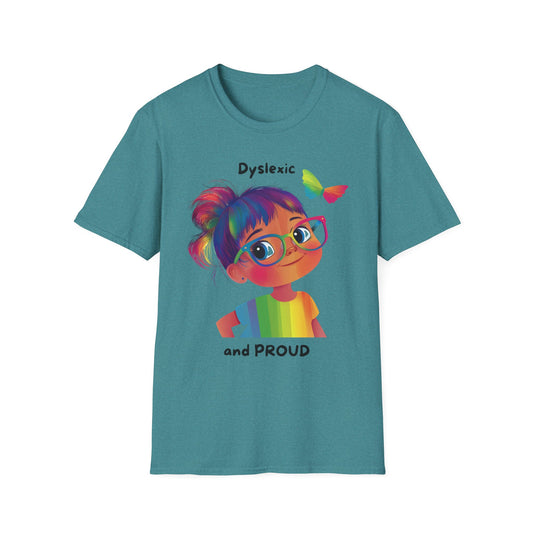 Dyslexic and Proud Rainbow T-Shirt | Neurodiversity Pride Tee