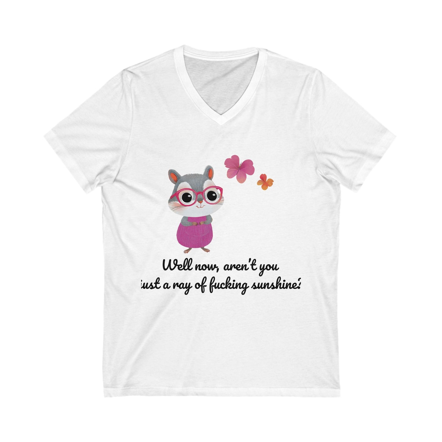 Kawaii Hamster Sass V-Neck | Cute Sarcastic Animal Tee | Rebellious Bunny Unisex T-Shirt