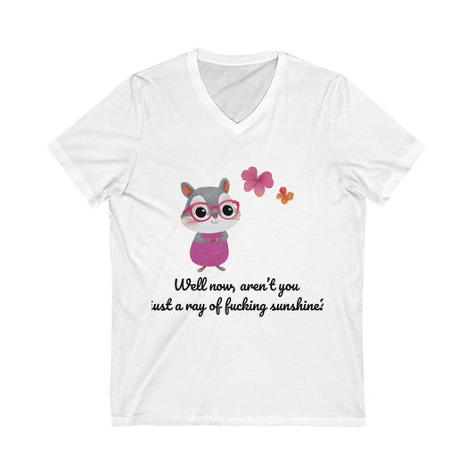 Kawaii Hamster Sass V-Neck | Cute Sarcastic Animal Tee | Rebellious Bunny Unisex T-Shirt