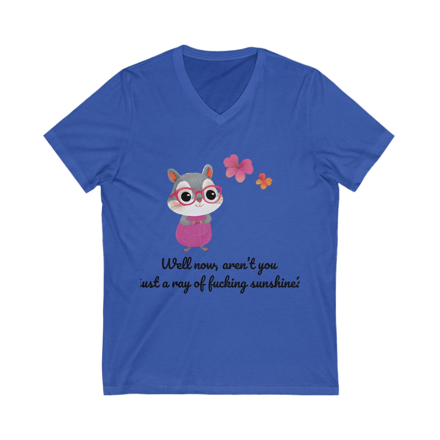 Kawaii Hamster Sass V-Neck | Cute Sarcastic Animal Tee | Rebellious Bunny Unisex T-Shirt