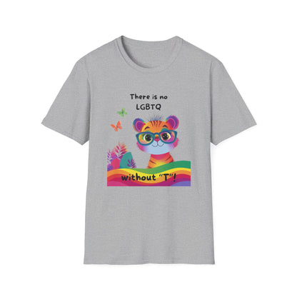 Cute Trans Rights Tiger T-Shirt | LGBTQ Kawaii Pride Activist Tee