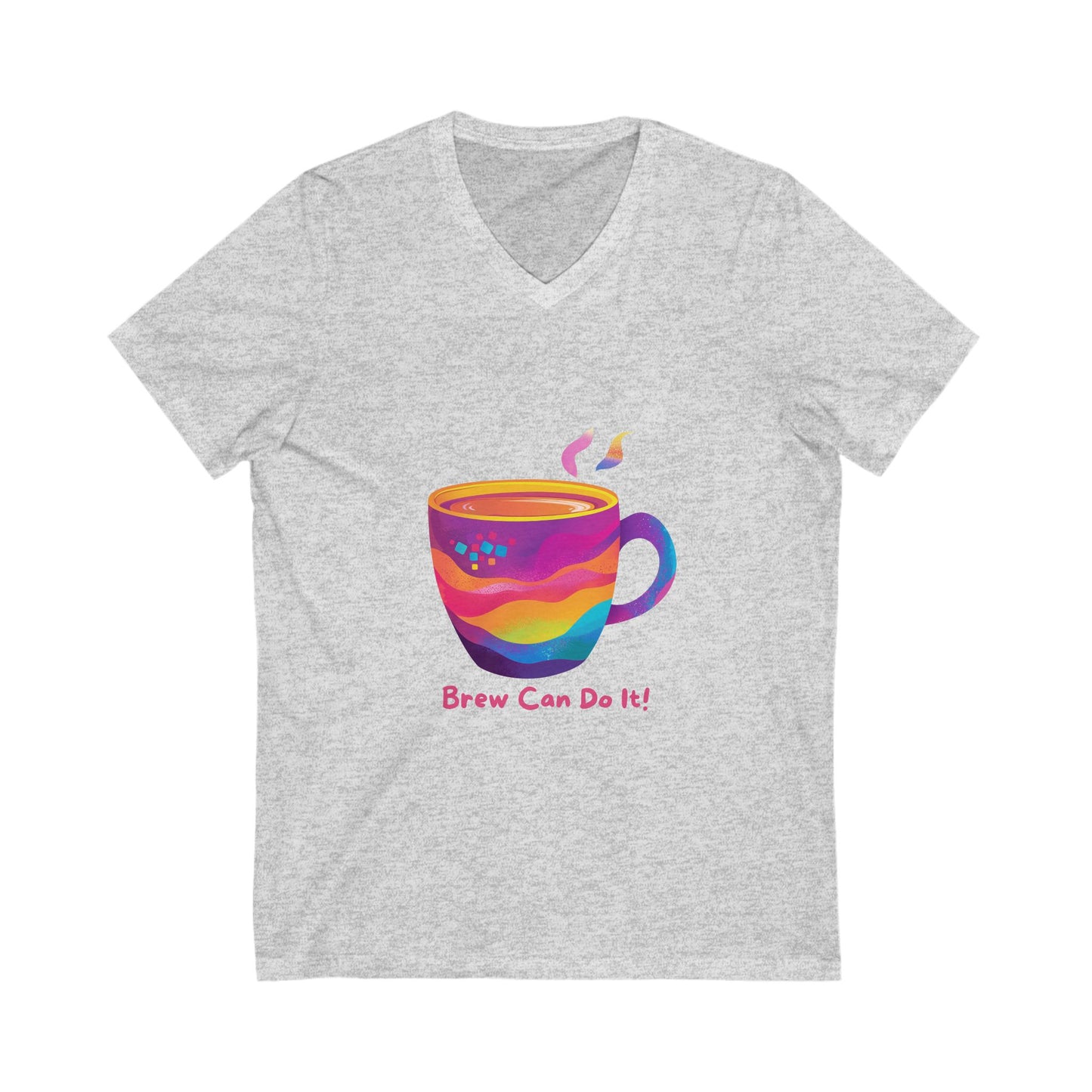 Rainbow Coffee Cup V-Neck | Brew Can Do It | Kawaii Empowerment Tee