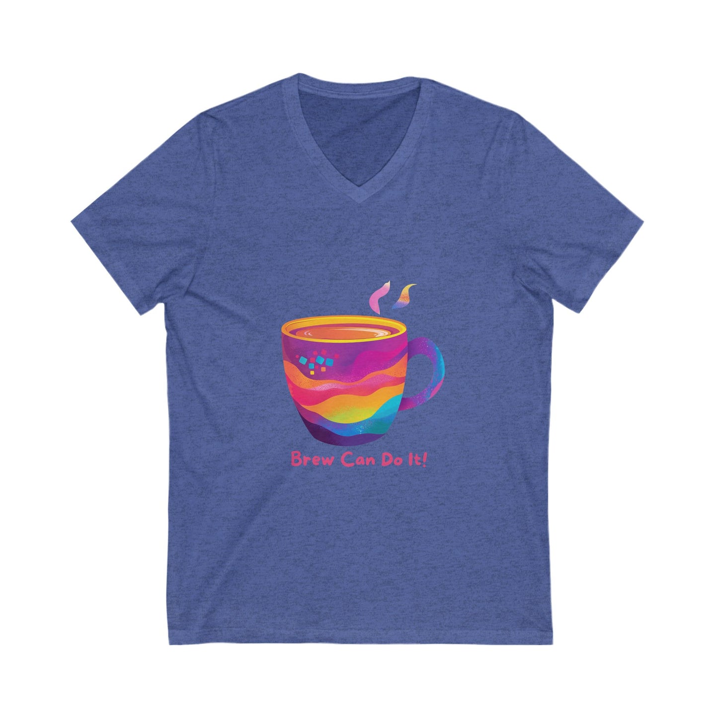 Rainbow Coffee Cup V-Neck | Brew Can Do It | Kawaii Empowerment Tee