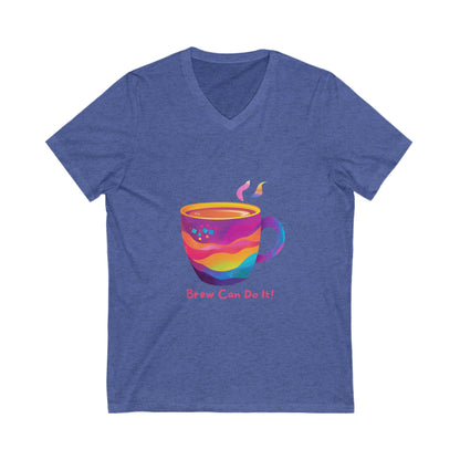 Rainbow Coffee Cup V-Neck | Brew Can Do It | Kawaii Empowerment Tee