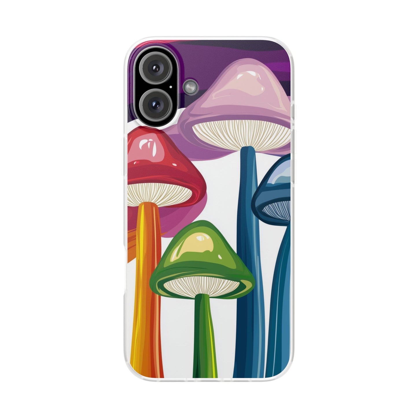 Rainbow Mushroom Flexi Phone Case | Psychedelic Art Clear TPU Cover