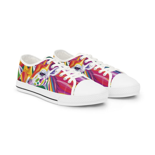 Rainbow Giraffe Low Top Canvas Sneakers | Vibrant Pride Footwear