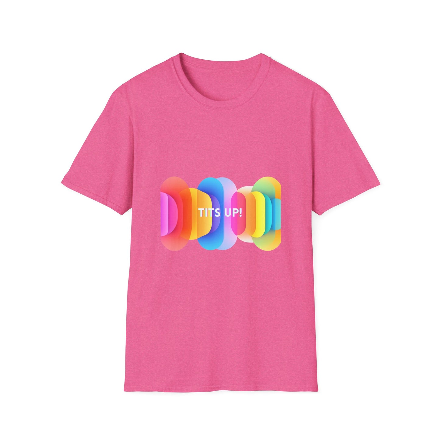 Colorful TITS UP! Unisex T-Shirt | Motivational Rainbow Pride Tee