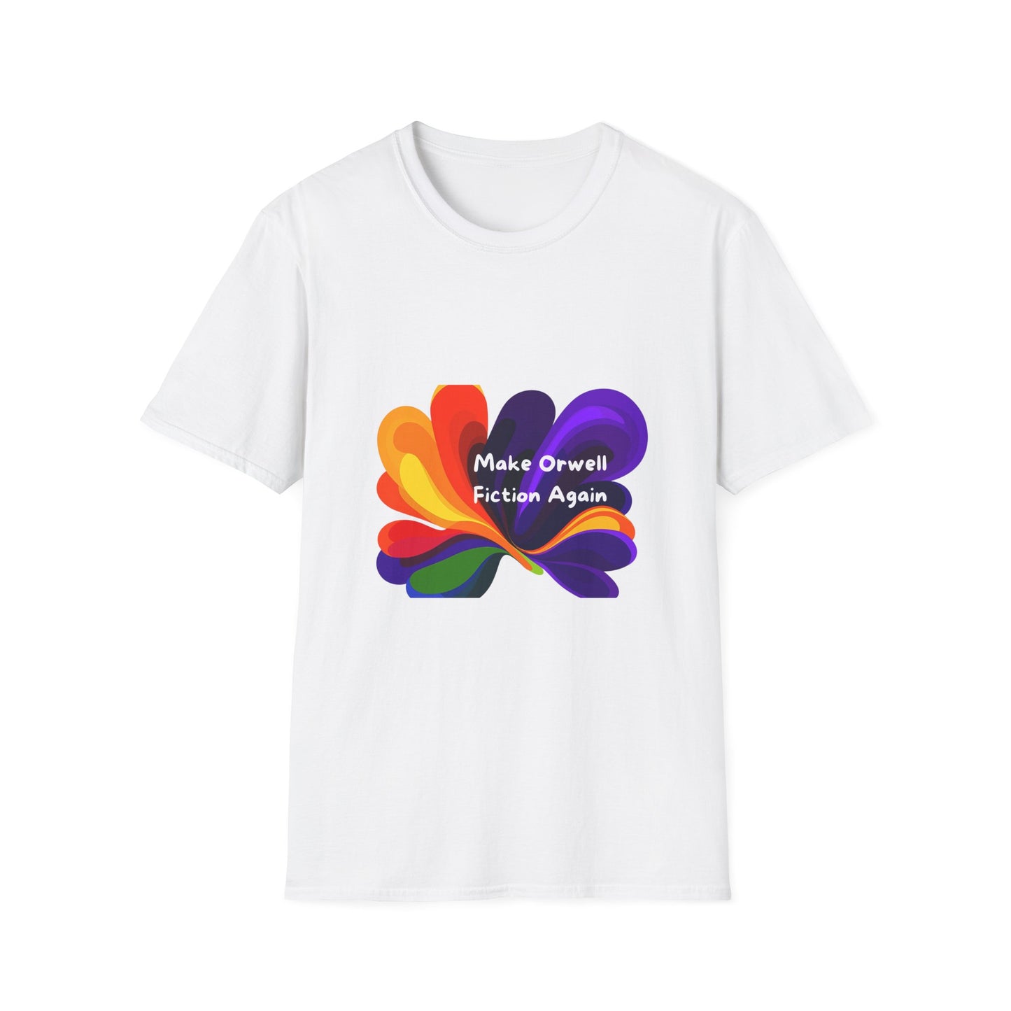 Make Orwell Fiction Again Rainbow T-Shirt | Colorful Activism Tee