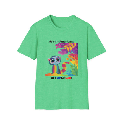 Rainbow Lemur Jewish Pride T-Shirt | Kawaii Activist Unisex Tee | Jewish American Solidarity