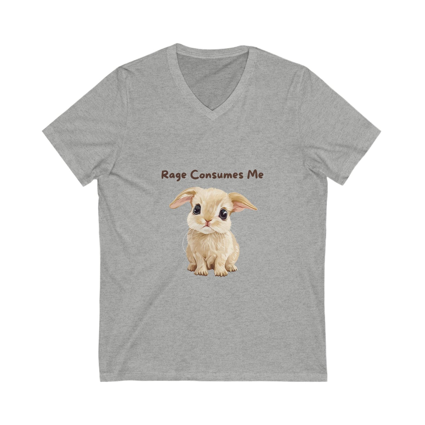 Rage Consumes Me Bunny V-Neck T-Shirt | Cute Ironic Animal Unisex Tee