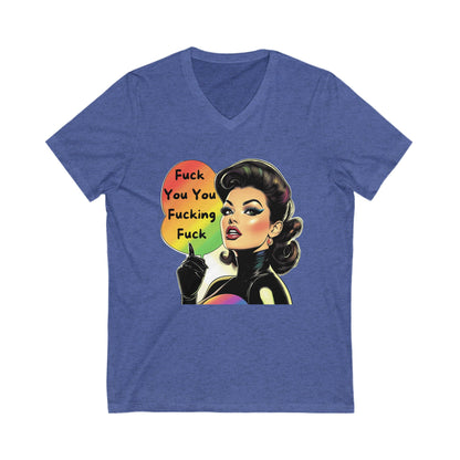 Retro Diva Sass V-Neck Tee | Vintage Pin-Up Style | Bold Statement Unisex T-Shirt