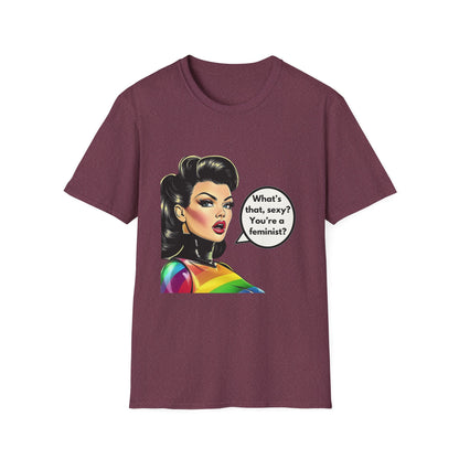 Feminist Pin Up Rainbow T-Shirt | LGBTQ+ Pride Statement Tee