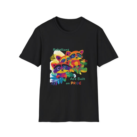 Rebellions Are Built on Pride Raccoon T-Shirt | LGBTQ+ Kawaii Animal Rights Unisex Tee