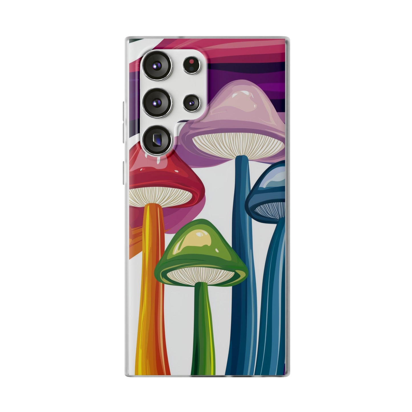 Rainbow Mushroom Flexi Phone Case | Psychedelic Art Clear TPU Cover