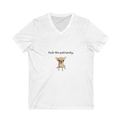 Feminist Chihuahua V-Neck Tee | Cute Anti-Patriarchy Statement Shirt