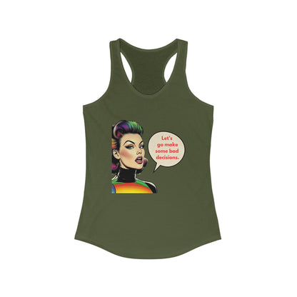 Retro Bad Decisions Racerback Tank | Vintage Pop Art Women's Tank Top