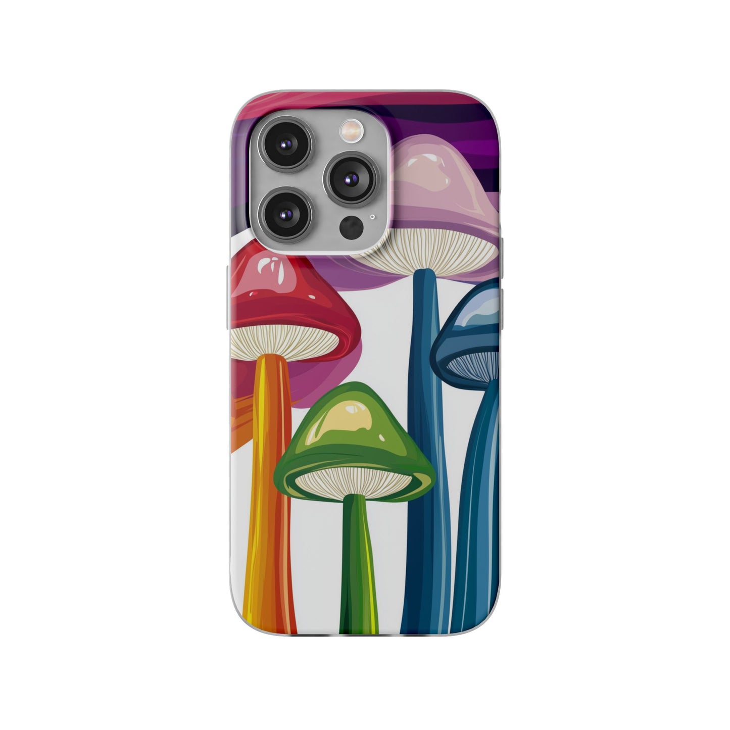 Rainbow Mushroom Flexi Phone Case | Psychedelic Art Clear TPU Cover
