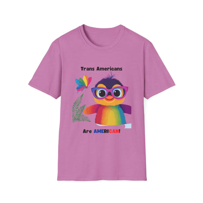 Cute Trans Pride Rainbow Bird T-Shirt | LGBTQ+ Kawaii Unisex Tee