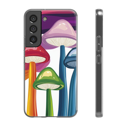 Rainbow Mushroom Flexi Phone Case | Psychedelic Art Clear TPU Cover
