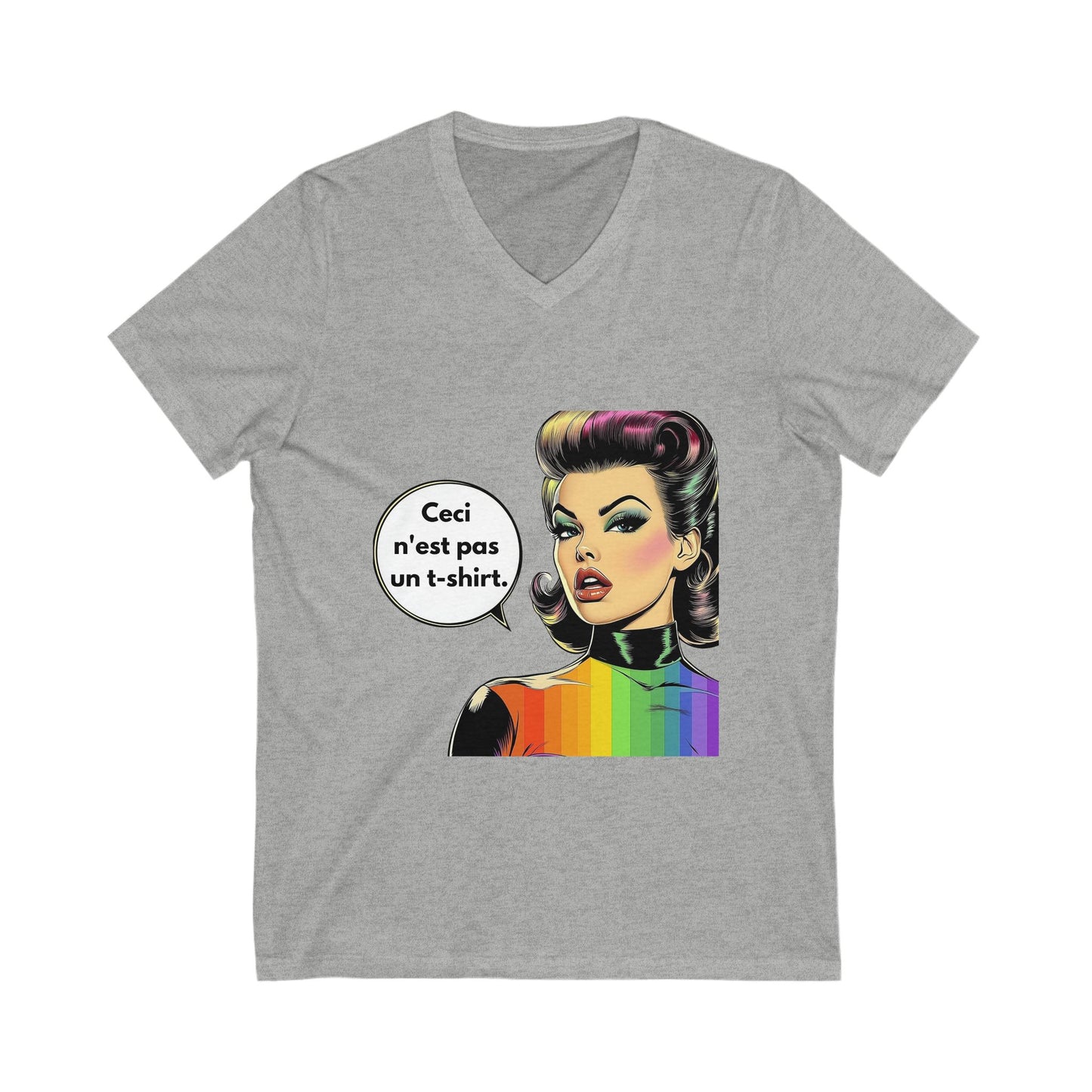Ceci n'est pas un t-shirt | LGBTQ+ Pride V-Neck Tee | Retro Rainbow Art