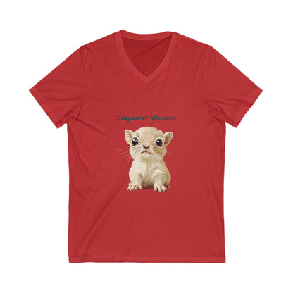 Empower Women Kawaii Kitten V-Neck T-Shirt | Feminist Cat Tee