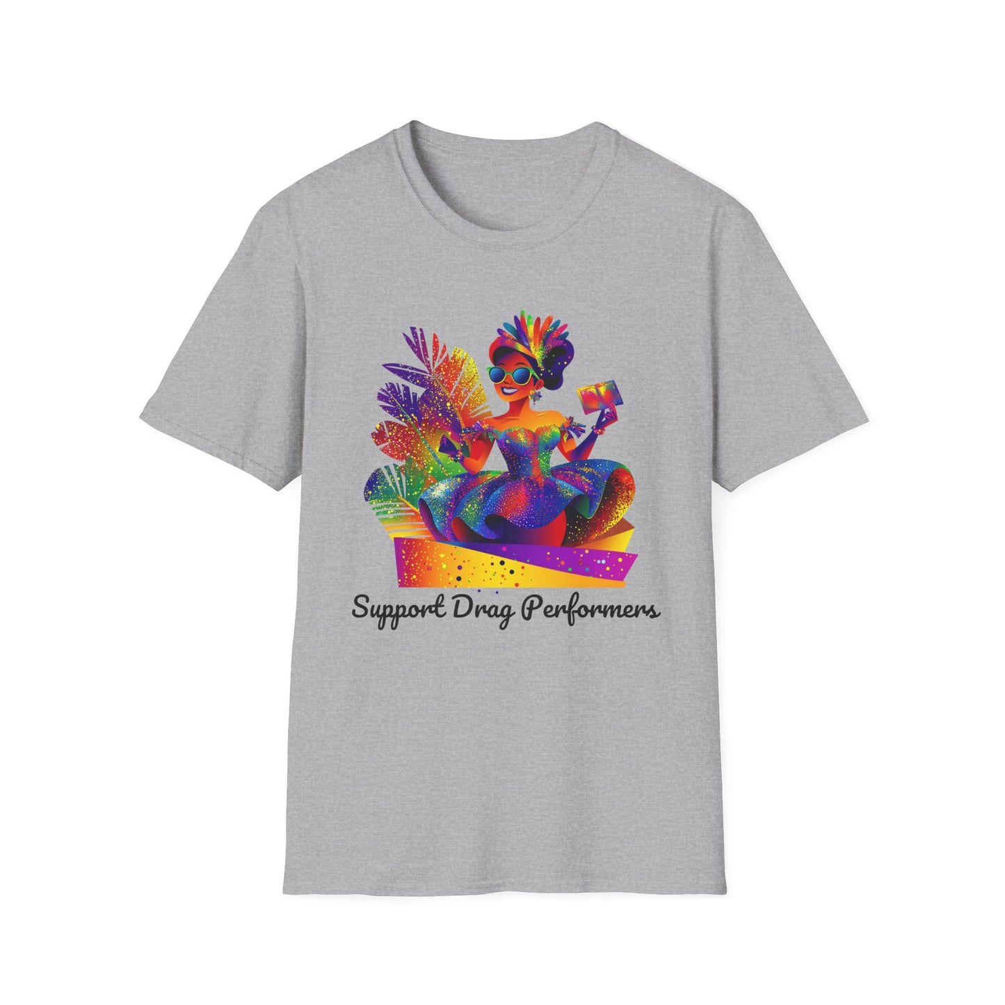 Colorful Drag Queen T-Shirt | LGBTQ+ Pride Support Art | Rainbow Performer Tee