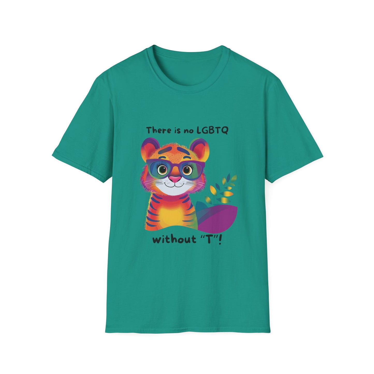 Cute Trans Tiger LGBTQ Pride T-Shirt | Rainbow Kawaii Tiger Unisex Tee