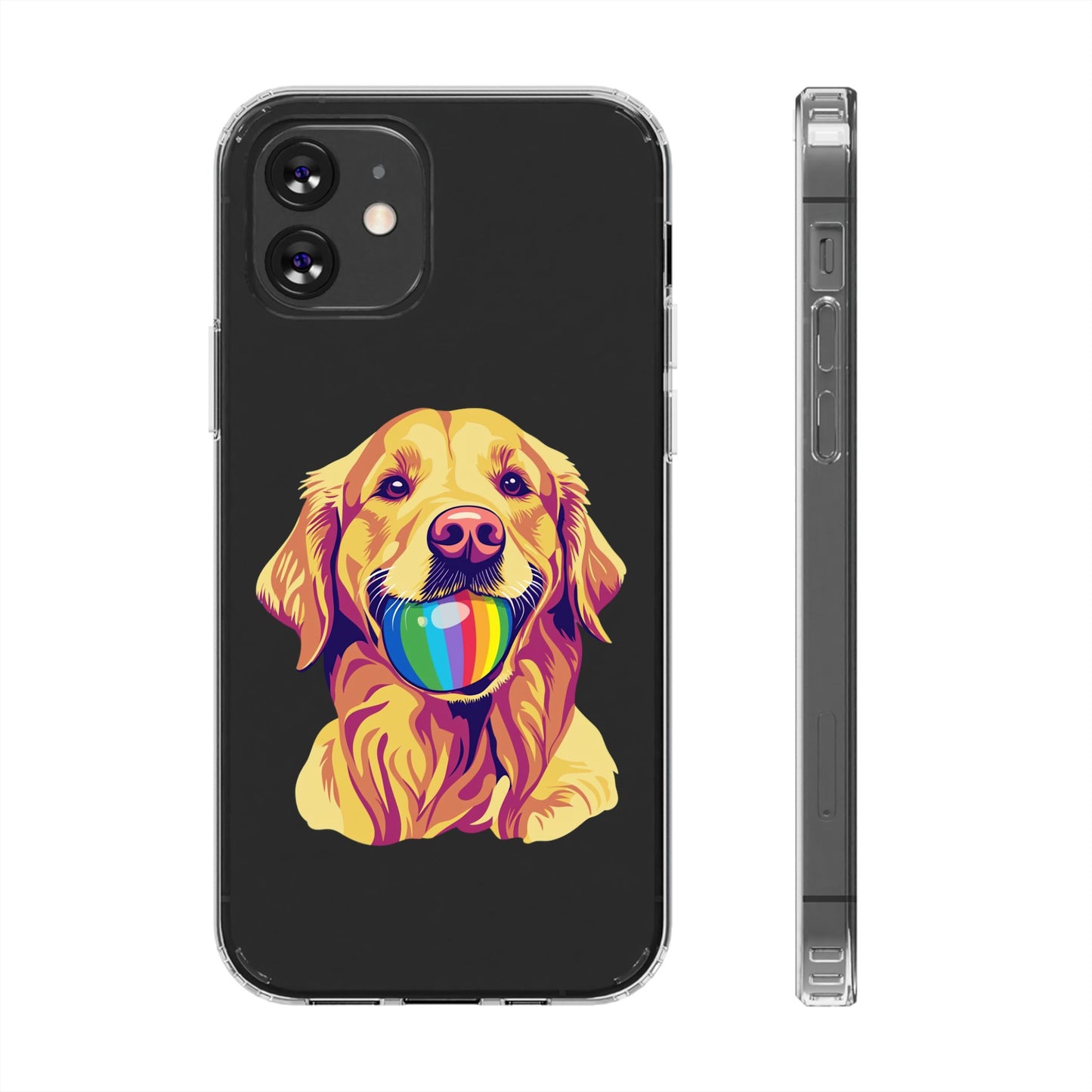 Rainbow Ball Golden Retriever Clear Phone Case | LGBTQ+ Pride Pet Lover Gift