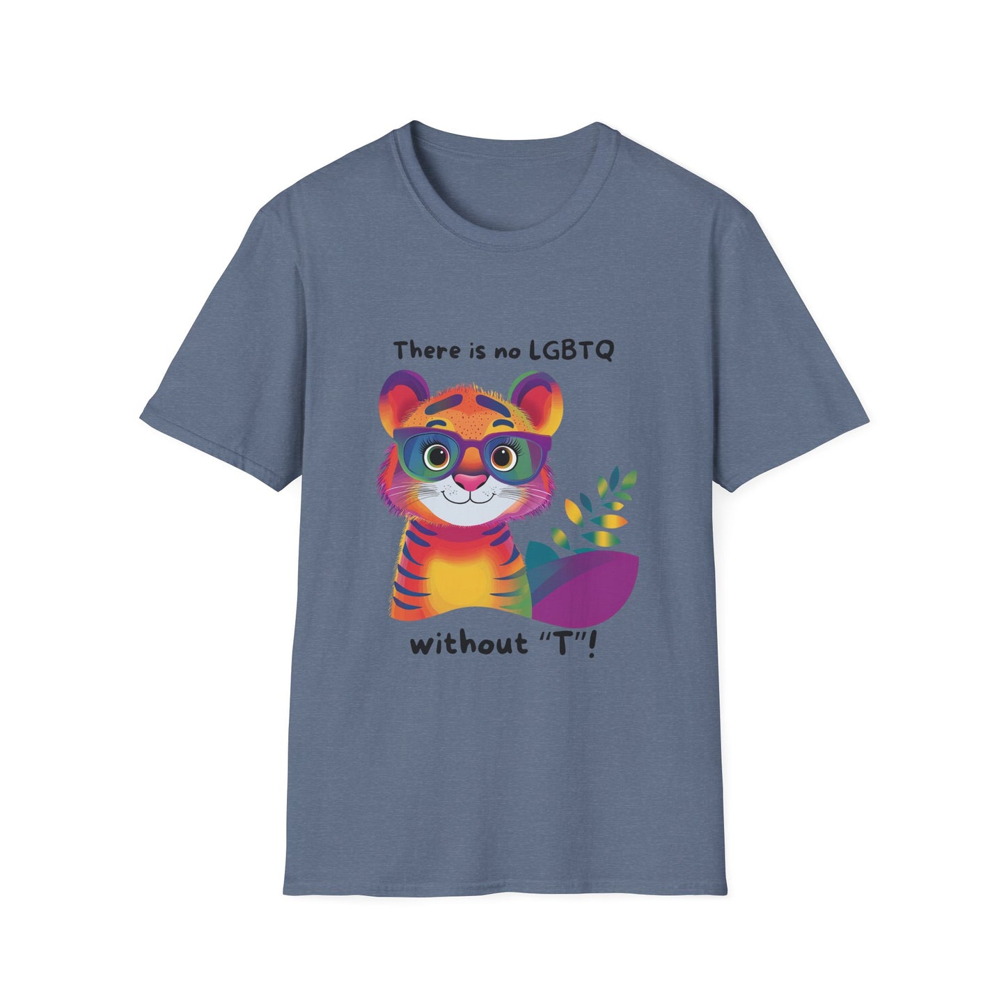 Cute Trans Tiger LGBTQ Pride T-Shirt | Rainbow Kawaii Tiger Unisex Tee