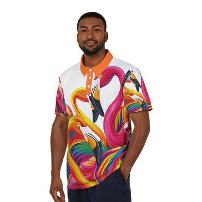Vibrant Flamingo Pride Polo Shirt | Rainbow Art LGBTQ+ Apparel