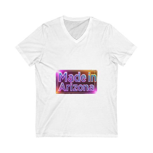Made in Arizona V-Neck T-Shirt | Retro Chrome State Pride Unisex Tee
