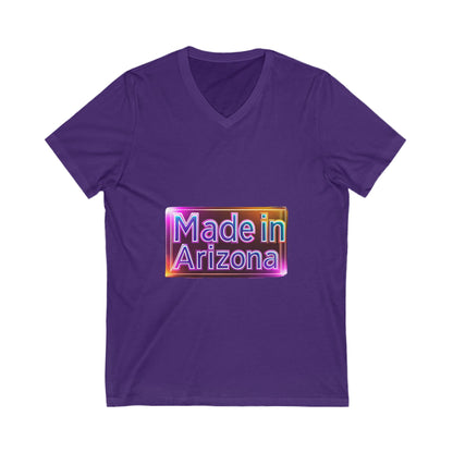 Made in Arizona V-Neck T-Shirt | Retro Chrome State Pride Unisex Tee