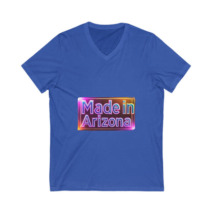 Made in Arizona V-Neck T-Shirt | Retro Chrome State Pride Unisex Tee
