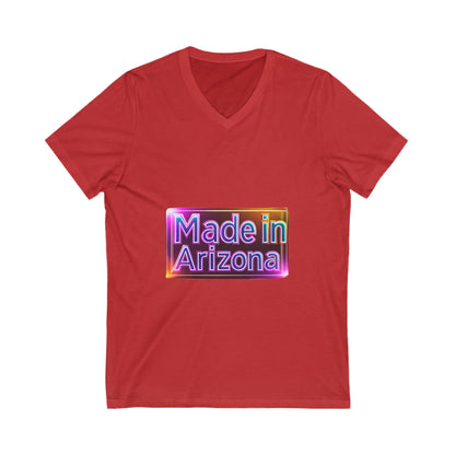 Made in Arizona V-Neck T-Shirt | Retro Chrome State Pride Unisex Tee