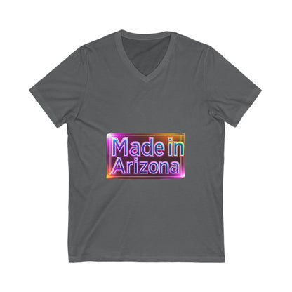 Made in Arizona V-Neck T-Shirt | Retro Chrome State Pride Unisex Tee