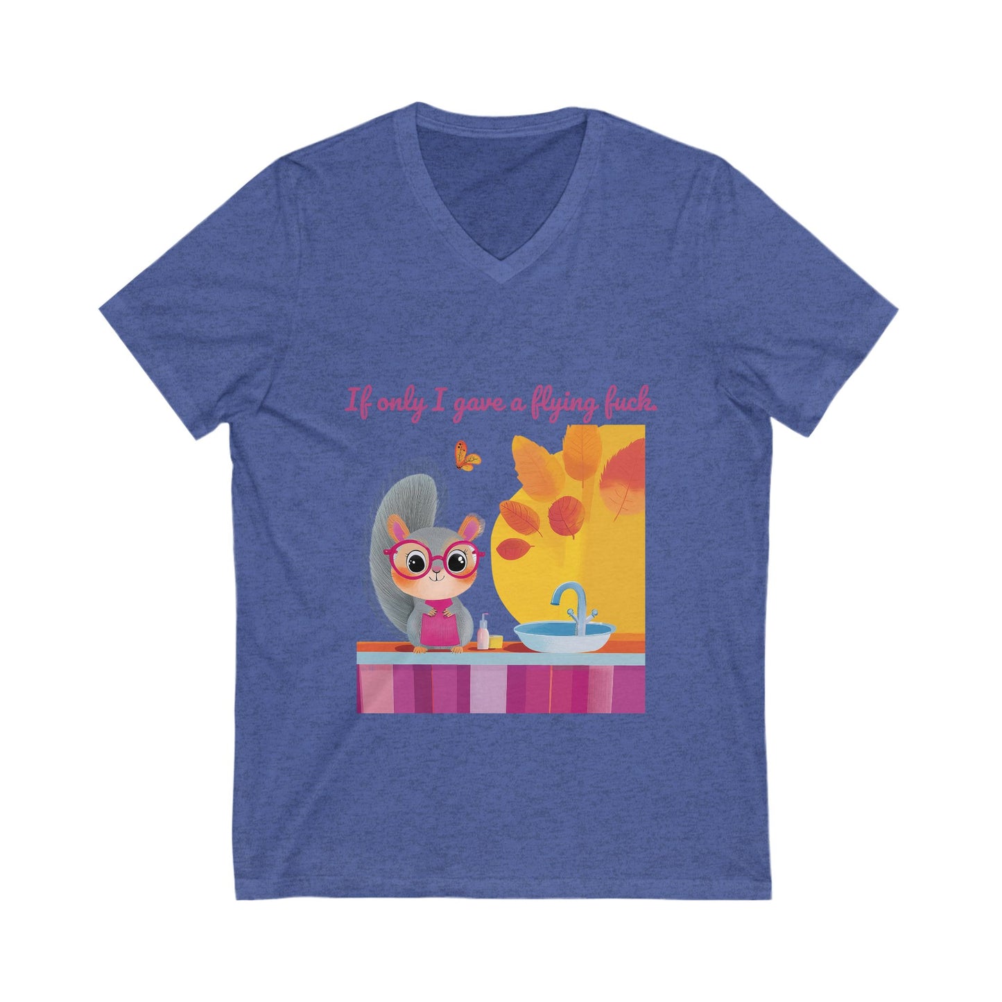 Sarcastic Cat V-Neck T-Shirt | Kawaii Attitude Unisex Tee | Cute Sassy Cat Design