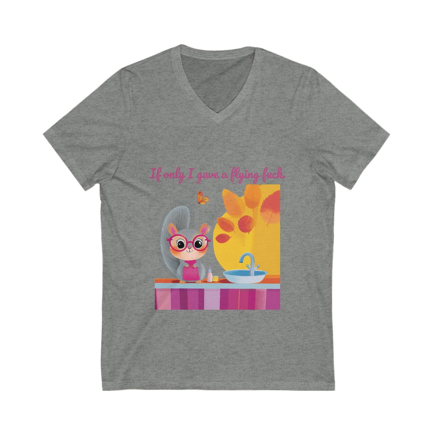 Sarcastic Cat V-Neck T-Shirt | Kawaii Attitude Unisex Tee | Cute Sassy Cat Design