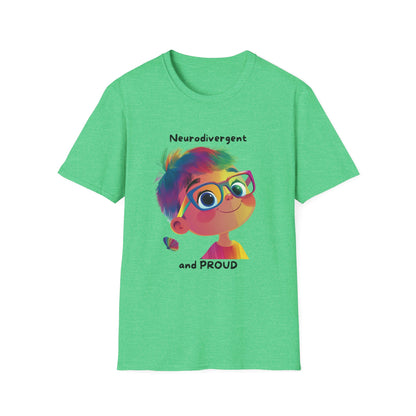 Neurodivergent and Proud Rainbow Character T-Shirt | Cute Neurodiversity Pride Tee