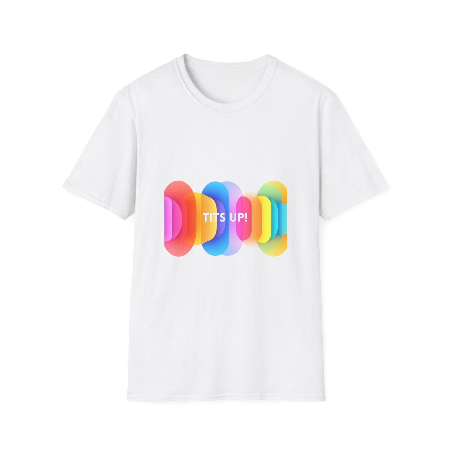 Colorful TITS UP! Unisex T-Shirt | Motivational Rainbow Pride Tee