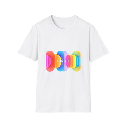 Colorful TITS UP! Unisex T-Shirt | Motivational Rainbow Pride Tee