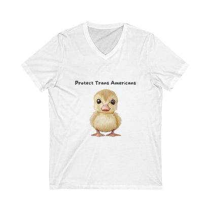 Kawaii Duck Trans Rights V-Neck | Cute LGBTQ+ Activist Tee