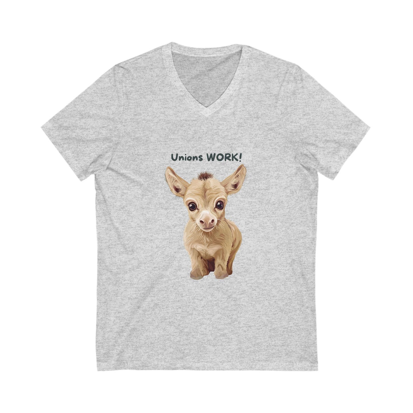 Cute Baby Goat Union V-Neck T-Shirt | Activism Worker Rights Unisex Tee