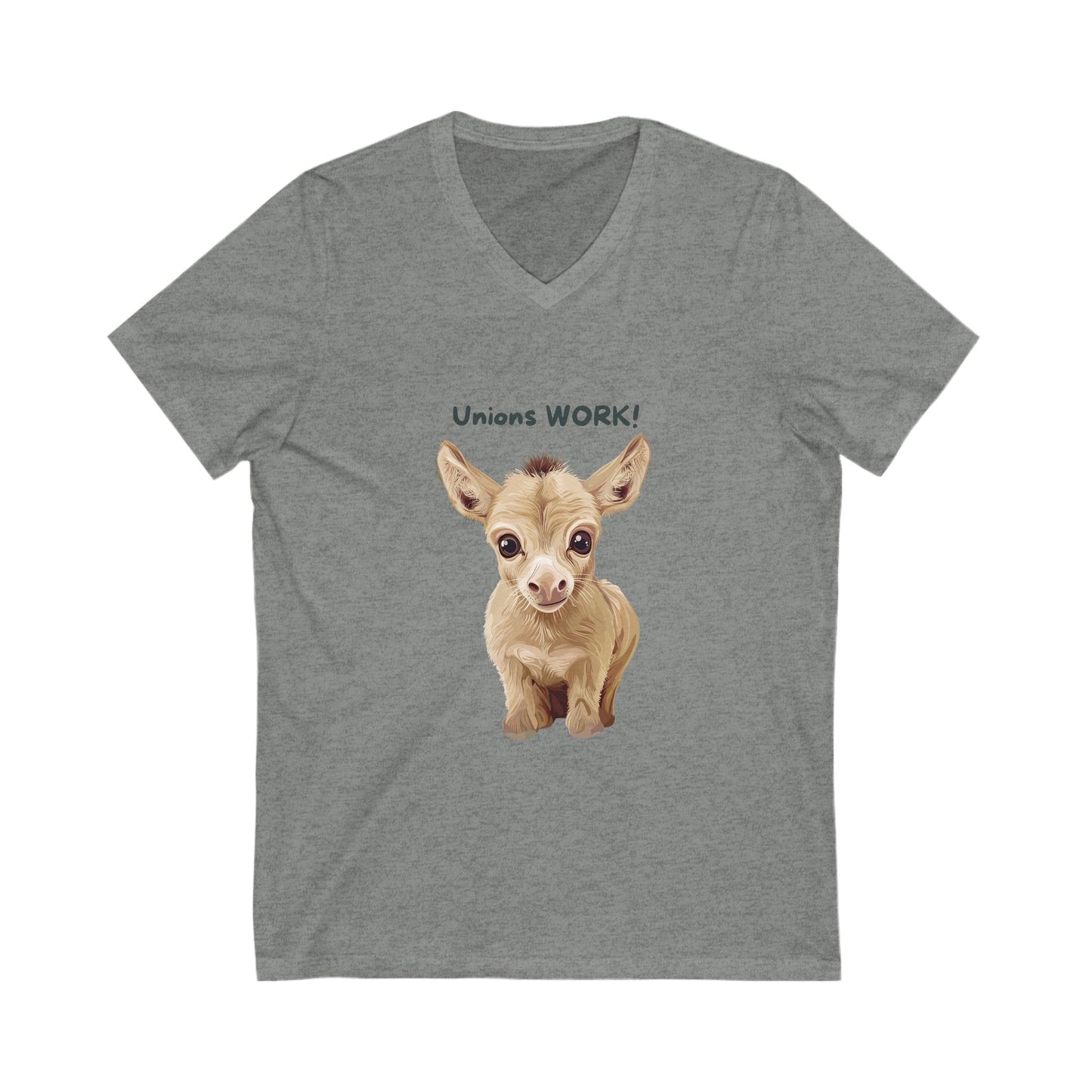 Cute Baby Goat Union V-Neck T-Shirt | Activism Worker Rights Unisex Tee