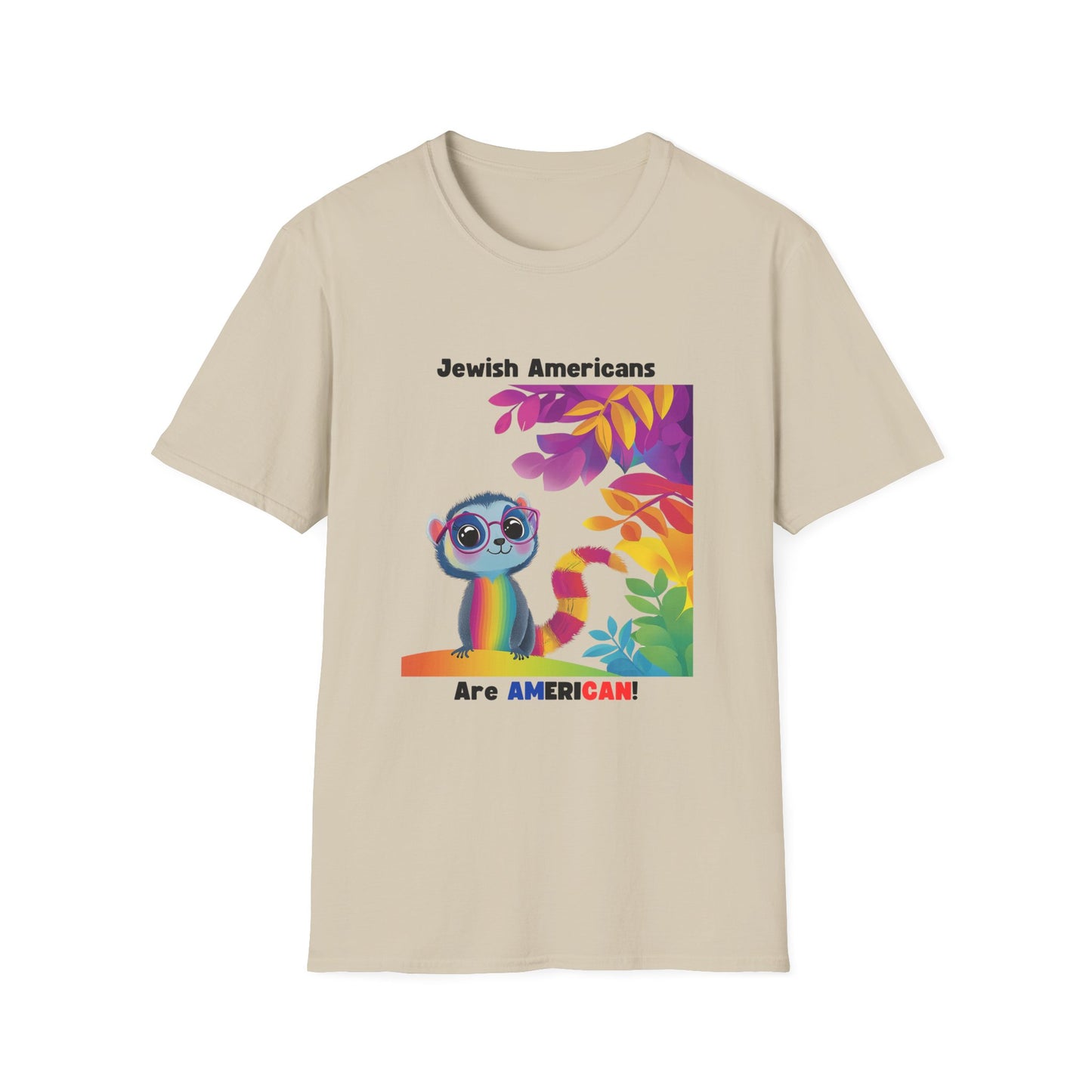 Rainbow Lemur Jewish Pride T-Shirt | Kawaii Activist Unisex Tee | Jewish American Solidarity