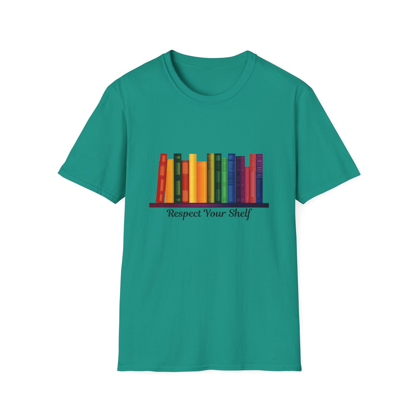 Respect Your Shelf Pride Bookshelf T-Shirt | Cute Bookworm Gift