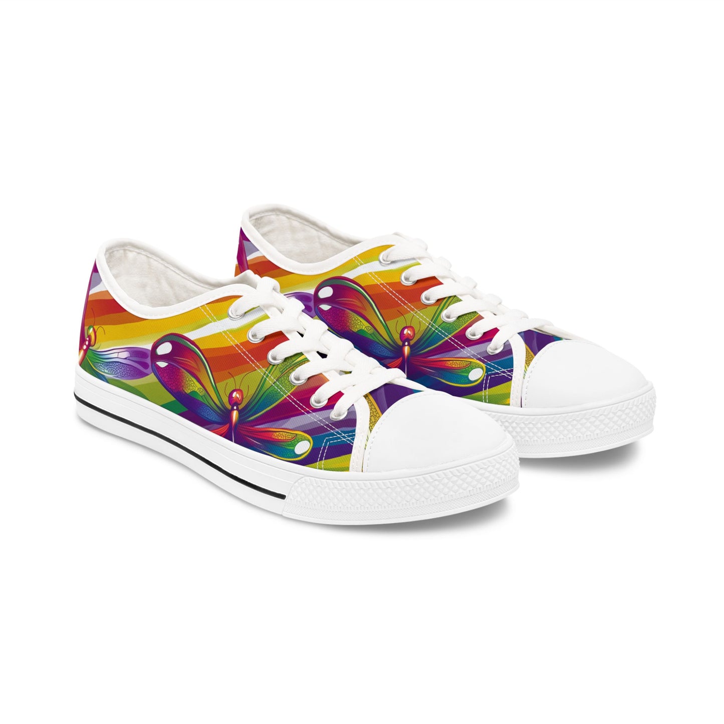 Rainbow Dragonfly Pride Low Top Sneakers | LGBTQ+ Canvas Shoes