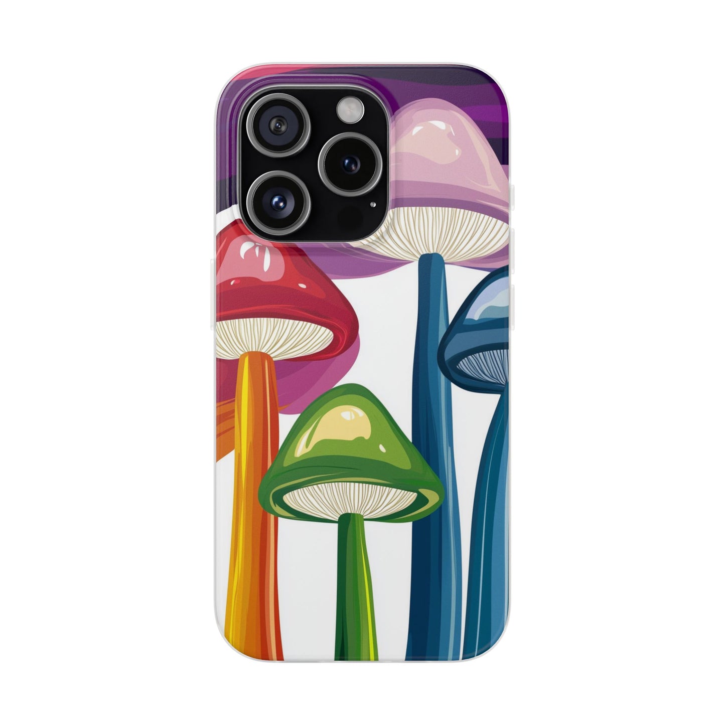 Rainbow Mushroom Flexi Phone Case | Psychedelic Art Clear TPU Cover