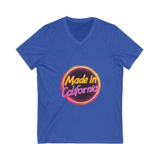 Made in California Neon V-Neck T-Shirt | Retro State Pride Unisex Tee