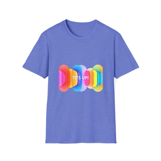 Colorful TITS UP! Unisex T-Shirt | Motivational Rainbow Pride Tee